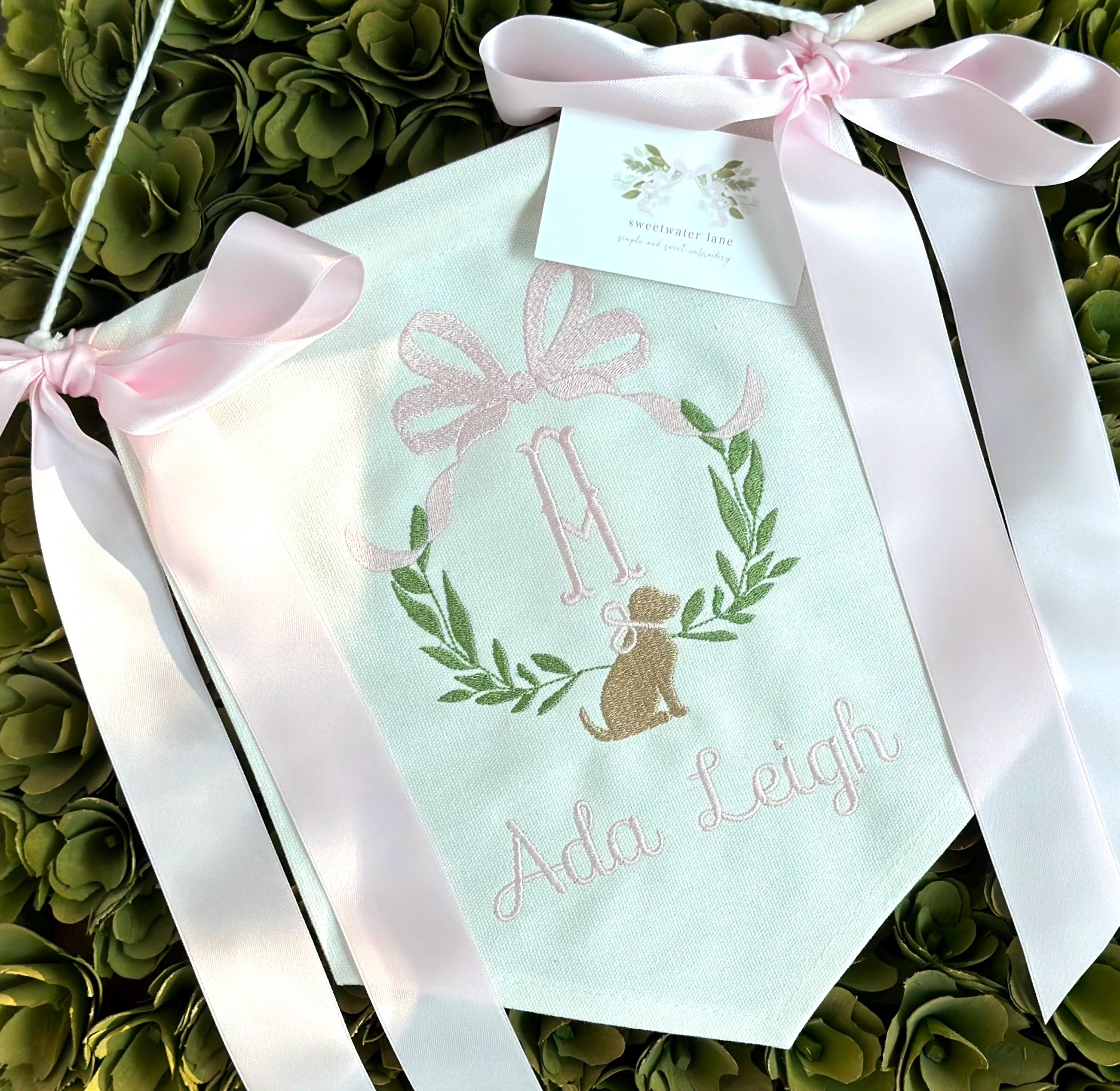 Custom Baby Bassinet, Hospital, Nursery Banner, Welcome Banner, Hospital Door Sign, Baby Shower, Baby Gift, Dog