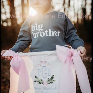 Custom Baby Banner Floral Crest Welcome Banner, Hospital Door or Crib with Fabric Bows and Birth Stats Card