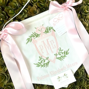 Custom Baby Banner with Floral Crest Frame Baby Banner, Welcome Banner, Hospital Door Sign, Baby Shower