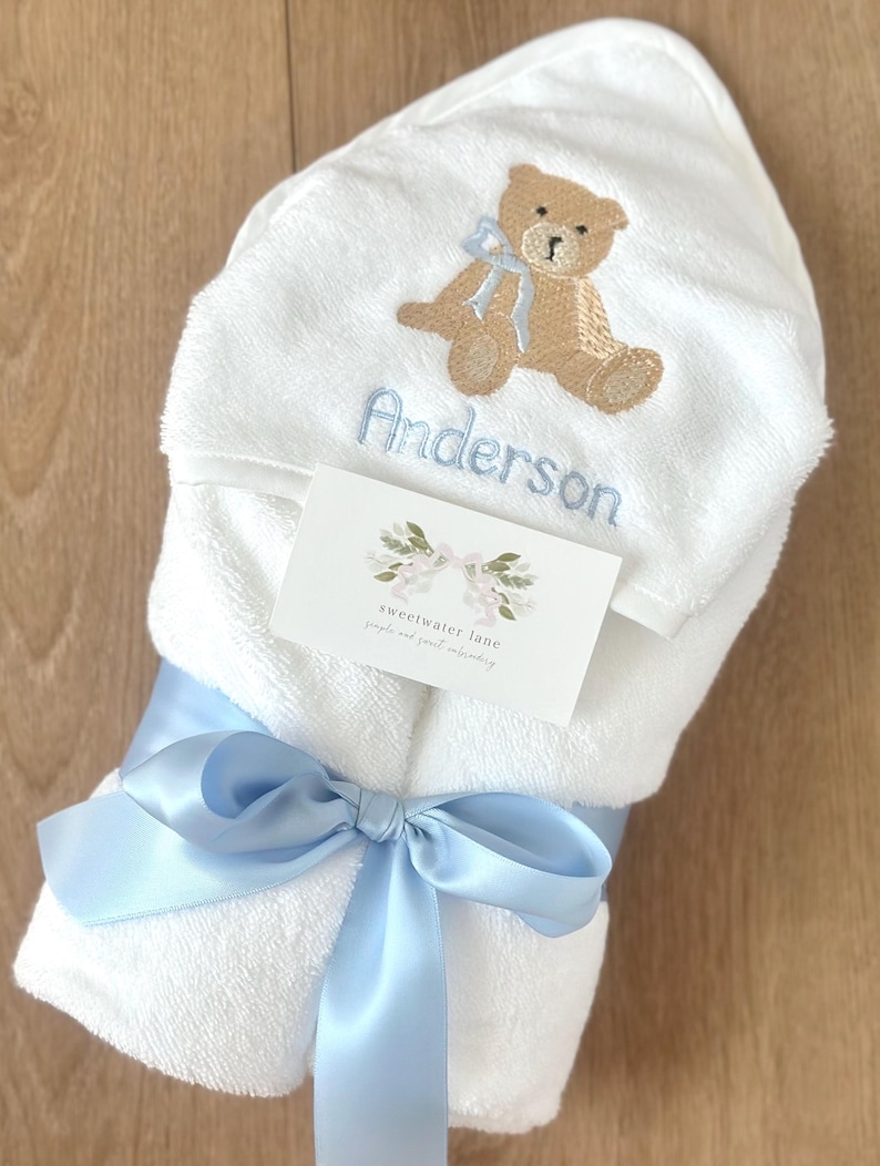 Custom Teddy Bear Hooded Baby and Toddler Bath Towel Gift 100% Cotton ...