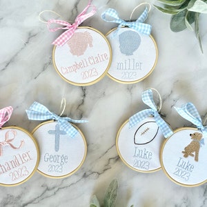 Custom Embroidered Christmas Hoop Ornaments