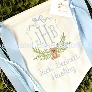 Custom Baby Banner with BEAR Baby Banner, Welcome Banner, Hospital Door Sign, Baby Shower
