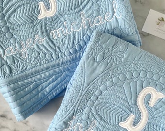 Custom Baby Heirloom Quilt Blanket Monogrammed Personalized