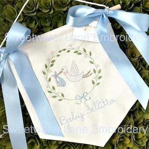 Custom Baby Banner with STORK Baby Banner, Welcome Banner, Hospital Door Sign, Baby Shower
