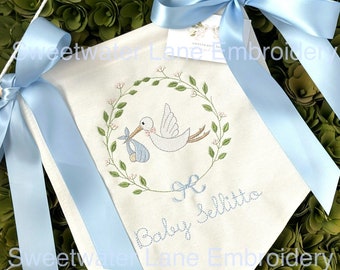 Custom Baby Banner with STORK Baby Banner, Welcome Banner, Hospital Door Sign, Baby Shower