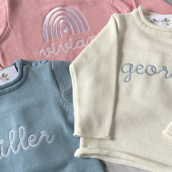 Personalized Embroidered Toddler Child Roll Neck Sweater