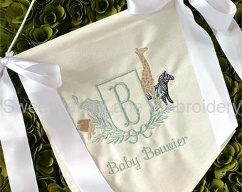 Custom Baby Banner with ZOO SAFARI CIRCUS Gender Neutral Baby Banner, Welcome Banner, Hospital Door Sign, Baby Shower