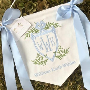 Custom Baby Banner with Floral Crest Frame Baby Banner, Welcome Banner, Hospital Door Sign, Baby Shower