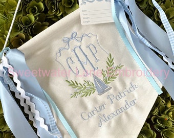 Custom Baby Banner with SAILBOAT Baby Banner, Welcome Banner, Hospital Door Sign, Baby Shower