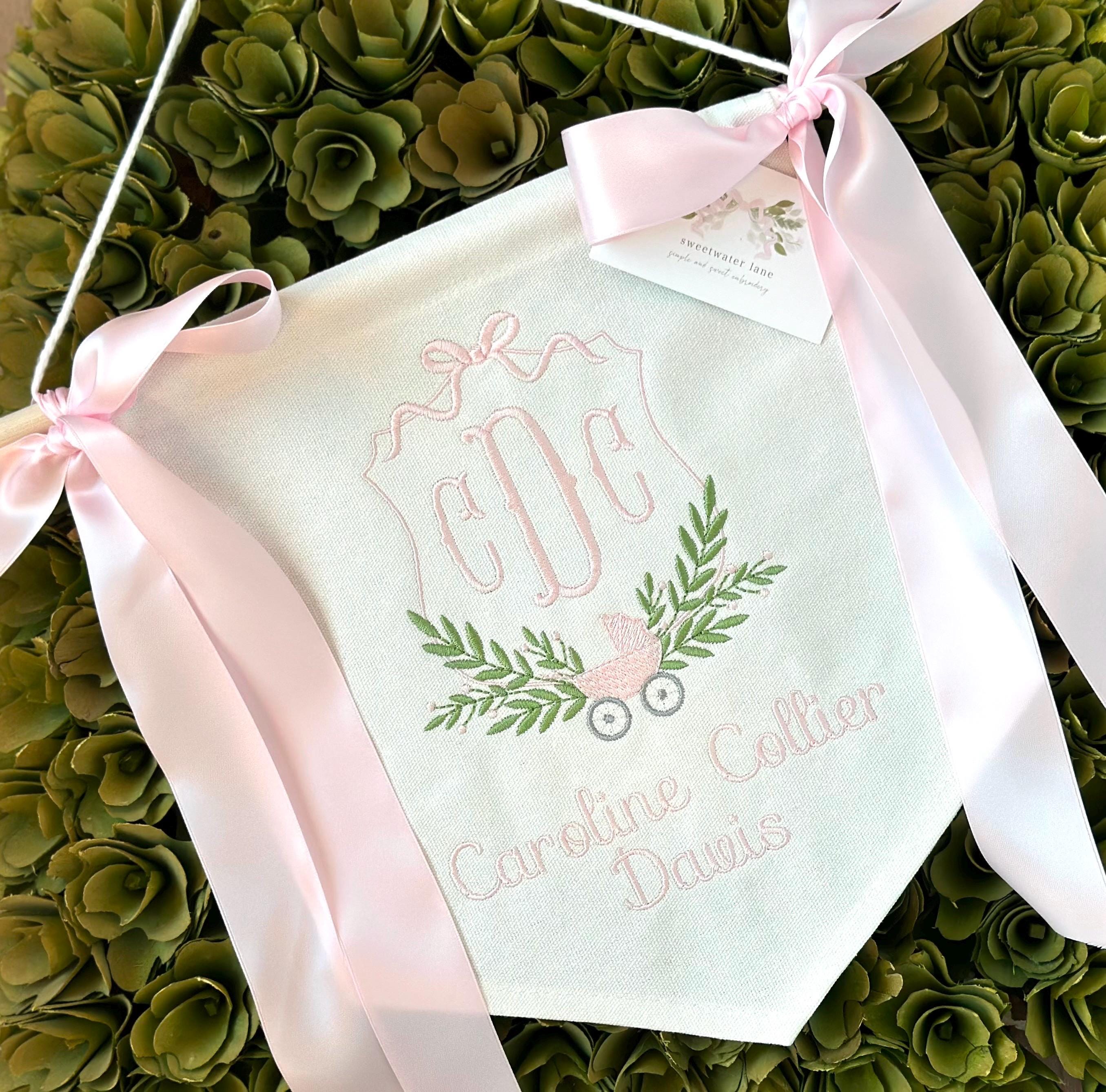 Custom Baby Banner with BABY CARRIAGE Baby Banner, Welcome Banner, Hospital Door Sign, Baby Shower
