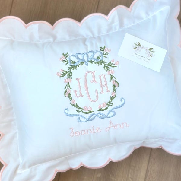 Funda de almohada para bebé bordada a medida, decoración para la habitación del bebé, funda de almohada con monograma