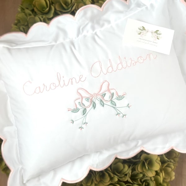 Funda de almohada bordada personalizada para bebé, decoración de guardería, funda de almohada monogramada