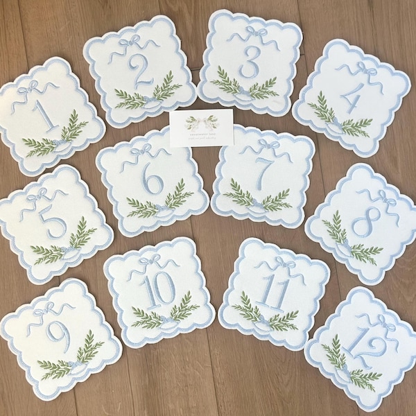 Tarjetas mensuales bordadas personalizadas con hitos de bebé, monogramas y fotos mensuales.