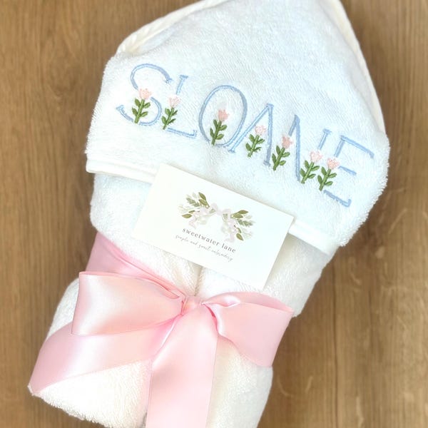 Toalla de baño con capucha personalizada para bebés y niños pequeños, 100% algodón, con tarjeta de felicitación escrita a mano incluida.