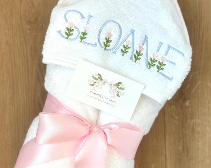 Custom Hooded Baby and Toddler Bath Towel Gift 100% Cotton with Handwritten Gift Notecard included