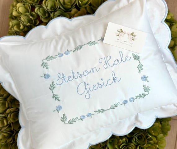 Custom Embroidered Baby Pillow Case Nursery Decoration Monogrammed Pillow  Cover