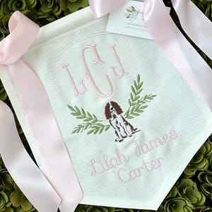 Custom Baby Banner with SPRINGER SPANIEL, Puppy Baby Banner, Welcome Banner, Hospital Door Sign, Baby Shower