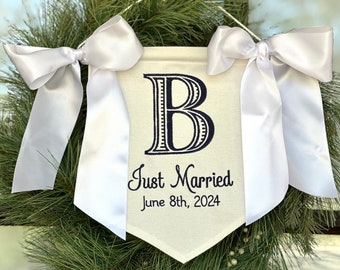 Custom Monogrammed Wedding Banner Sign Bridal Shower Engagement Party Save-the-Date