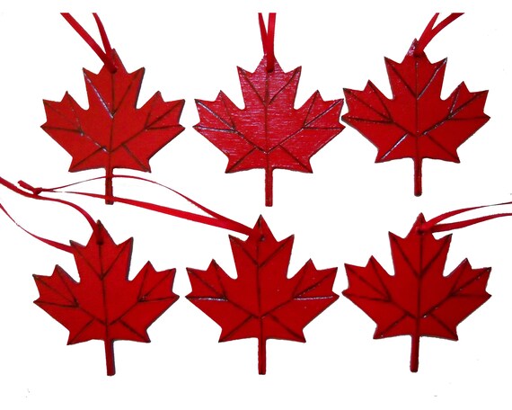 Jocidea クリスマスオーナメント メープルリーフ クリスマス装飾 クリスマスツリー用メープルリーフオーナメント ステンドグラスオーナメント メー メープルリーフオーナメント、カナダのシンボル、6個セット、明るい赤