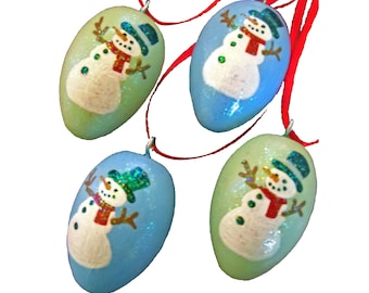 Snowman Christmas Ornaments, Set of Four