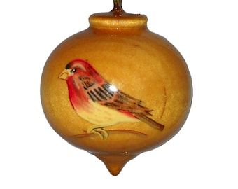 Purple Finch, State Bird of New Hampshire, Wooden Christmas Ornament