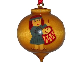 Little Drummer Boy Christmas Ornament, Hand Painted Wooden Decoration