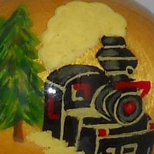 Train Ornament, Hand Painted Christmas Decoration, Steam Engine image 4