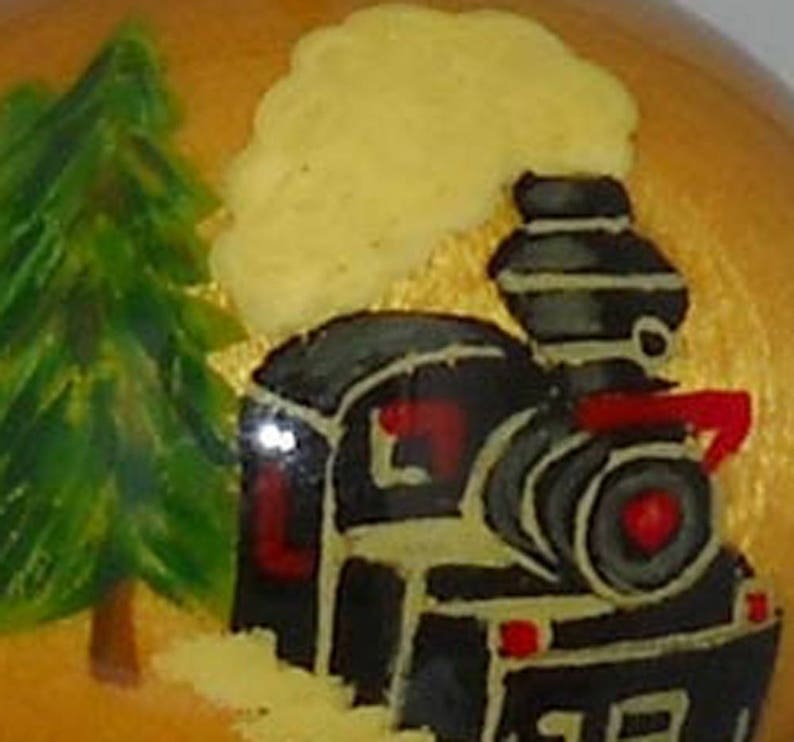 Train Ornament, Hand Painted Christmas Decoration, Steam Engine image 4