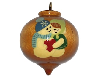 Couples Christmas Ornament, Snowmen, Hand Painted Decoration