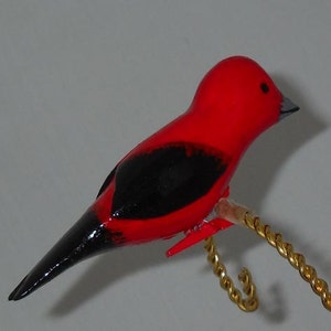 Scarlet Tanager Christmas Decoration, Carved Bird Ornament image 4