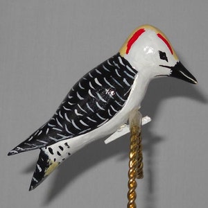 Golden-fronted Woodpecker Christmas Decoration, Hand Carved Wooden Bird Ornament image 3