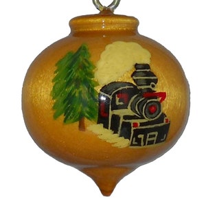 Train Ornament, Hand Painted Christmas Decoration, Steam Engine image 2