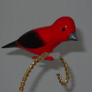 Scarlet Tanager Christmas Decoration, Carved Bird Ornament image 3