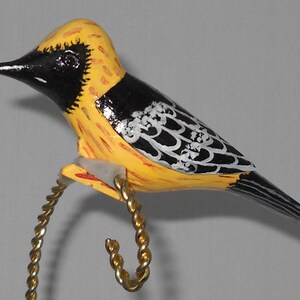 Hooded Oriole Christmas Ornament, Hand Carved Clip-on Bird image 3