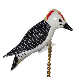 Golden-fronted Woodpecker Christmas Decoration, Hand Carved Wooden Bird Ornament image 1