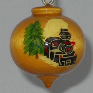 Train Ornament, Hand Painted Christmas Decoration, Steam Engine image 3