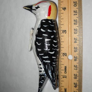 Golden-fronted Woodpecker Christmas Decoration, Hand Carved Wooden Bird Ornament image 4