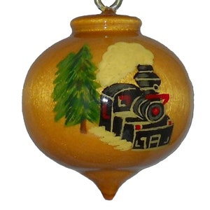 Train Ornament, Hand Painted Christmas Decoration, Steam Engine image 1