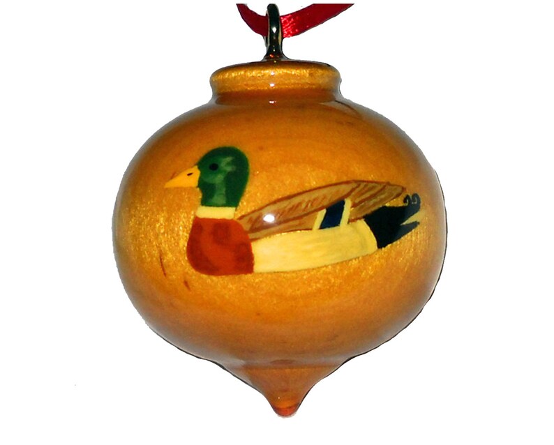Duck Ornament Wooden Christmas Decoration Hand Painted Etsy