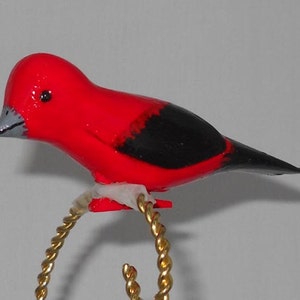 Scarlet Tanager Christmas Decoration, Carved Bird Ornament image 2