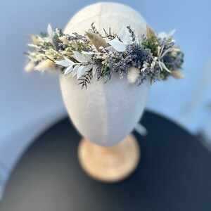 Cream, Beige & Blue Dried Flowers Bouquet / Preserved Flowers Bouquet / Wedding Bridal bouquet/Dried Flower Bundle image 5