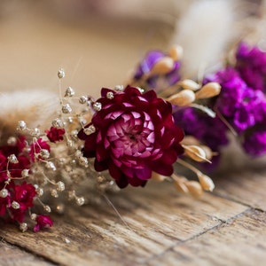 Bright Fuchsia Purple and Blush Preserved Flower Crown / Dried Flower Crown Head Piece / Tiara image 5