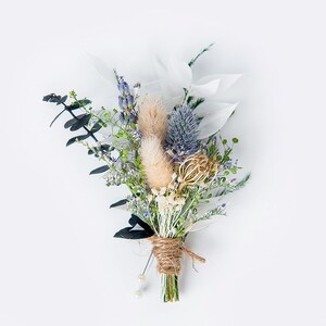 Cream, Beige & Blue Dried Flowers Bouquet / Preserved Flowers Bouquet / Wedding Bridal bouquet/Dried Flower Bundle image 7