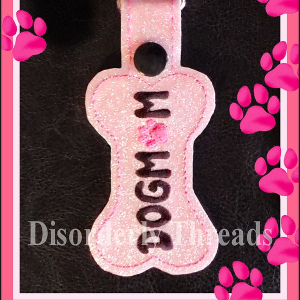 Snap Tab Key Dog Mom Stickdatei für Vinyl 10x10 Pes Dst Exp Hus Jef Vip VP3 Xxx Formate Maschinenstickerei