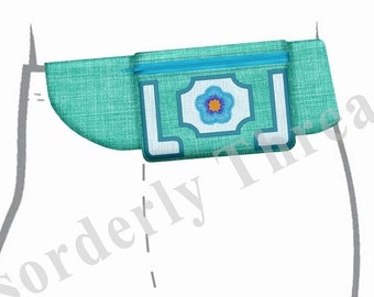 New Product! HipZipz Waistband Bag Floral 5x7" Pes Dst Exp Hus Jef Vip Xxx VP3 format ITH In The Hoop Zippered Bag Machine Embroidery File