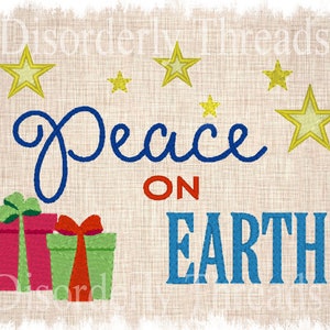 Peace On Earth Christmas Holiday Embroidery Design  FLAT  Pes Dst Exp Hus Jef Vip Vp3 Xxx Formats  Machine Embroidery File