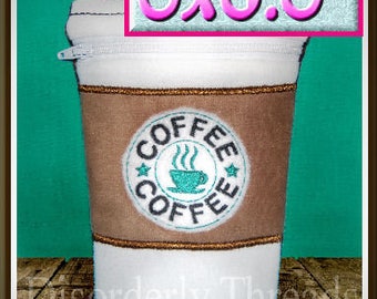 Taza de café bolsa con cremallera! 6x8.5" **xxx vip pes vp3 jef hus exp dst Formatos** ITH In The Hoop Zippered Bag Machine Embroidery File