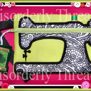 Sewing Machine Zippered Bag! 5x7&quot; **xxx vip pes jef hus exp dst Formats** ITH In The Hoop Zippered Bag Machine Embroidery File