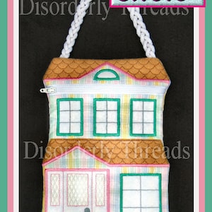 Puppenstuben-Reißverschlusstasche! Größe 15x21 cm Pes Hus Jef Dst Exp Vip XXX Formate ITH In The Hoop Zippered Bag Maschinenstickerei Datei