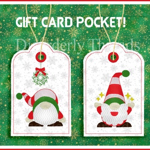 Lg presente cartão de bolso gnomes tags conjunto 5x7 "aros xxx vip pes jef hus exp dst vp3 ith no aro tags máquina arquivo bordado
